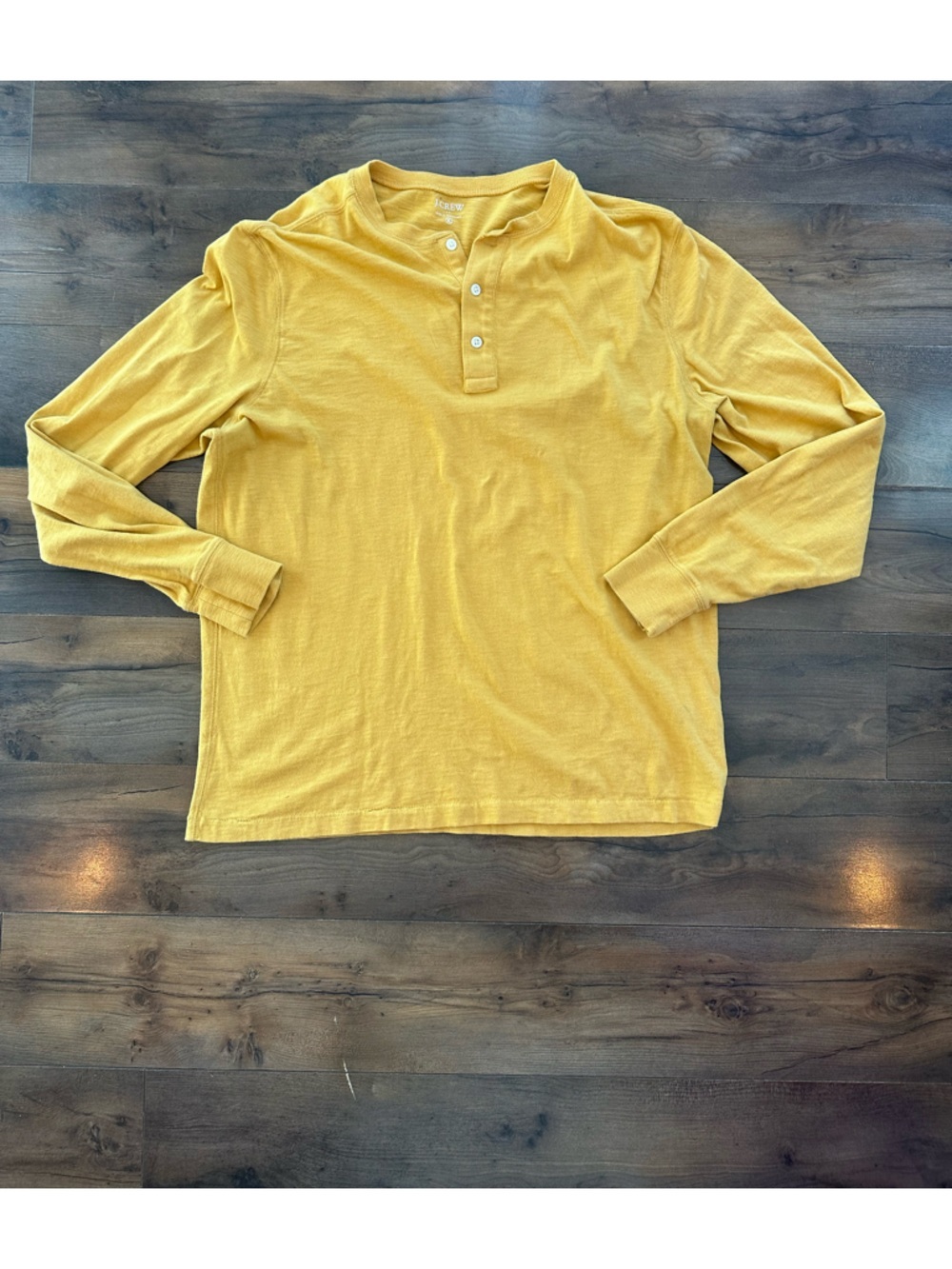 J.Crew Yellow Henley Top XL Long Sleeve Cotton Casual Coastal Basic